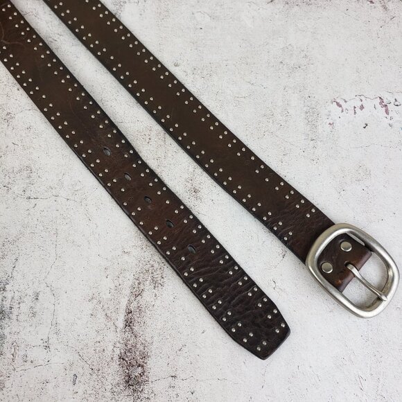 Vintage FOSSIL 100% Leather Belt Brown Studded size S Western Boho Grunge - Picture 8 of 11